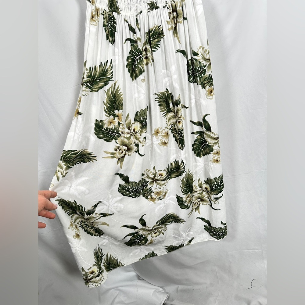 Sunny Island Hawaii Womens Halter Tropical Rayon Dress Green Ivory Size 2XL - Picture 13 of 14